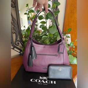 Coach Kristy Shoulder Bag in Plum with Black Coach Tassels & Wallet